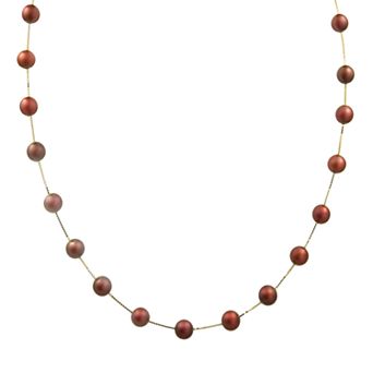 PearLustre by Imperial 14k Gold Dyed Freshwater Cultured Pearl Station Necklace