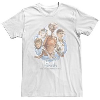 Men's E.T. Main Cast Vintage Portrait Movie Logo Tee