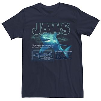 Men's Jaws Great White Shark Description Blueprint Tee