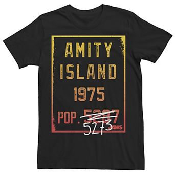Men's Jaws Amity Island Population Change Sign Gradient Tee