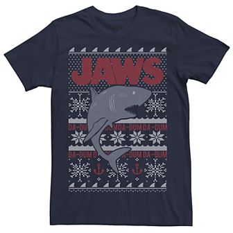 Men's Jaws Dun Dun Shark Ugly Christmas Sweater Tee