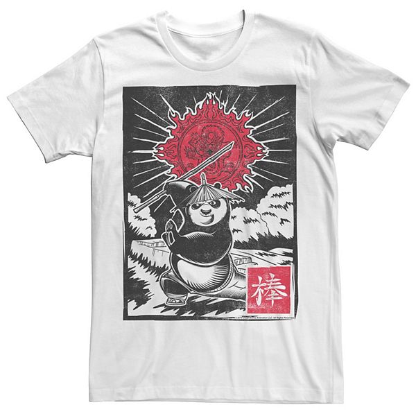 Men's Kung Fu Panda Master Po Action Pose Woodcut Poster Tee