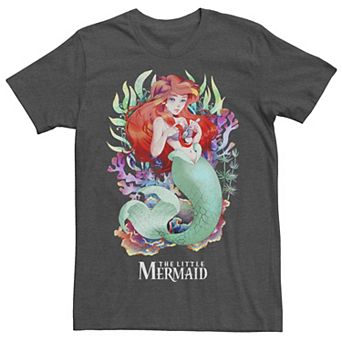 Disney's Little Mermaid Men's Watercolor Anime Style Tee
