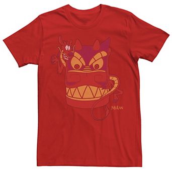 Men's Disney's Mulan Mushu Red Stone Dragon Pose Graphic Tee