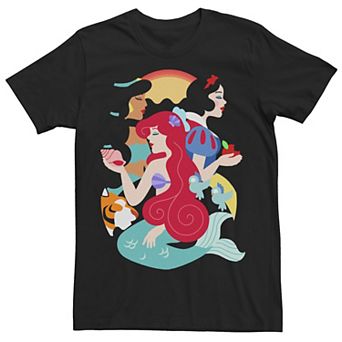 Men's Disney's Princesses Ariel, Snow, and Jasmine Artsy Portrait Tee