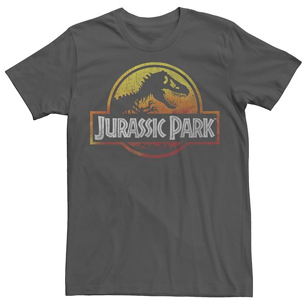 Men's Jurassic Park Deep Red Fire Colors Logo Graphic Tee