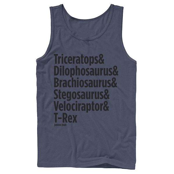 Men's Jurassic Park Dinosaur Names Tank Top