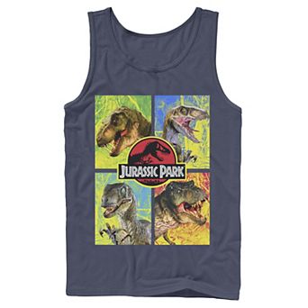 Men's Jurassic Park Four Different Dinosaur Faces Tank Top