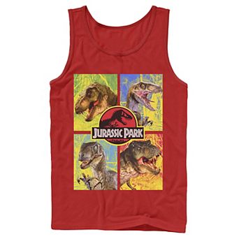 Men's Jurassic Park Four Different Dinosaur Faces Tank Top