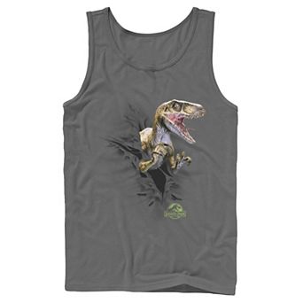 Men's Jurassic Park Velociraptor Tears Through Tank Top