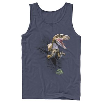Men's Jurassic Park Velociraptor Tears Through Tank Top
