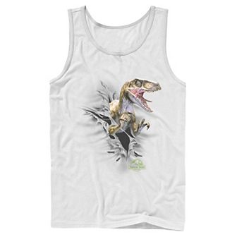 Men's Jurassic Park Velociraptor Tears Through Tank Top