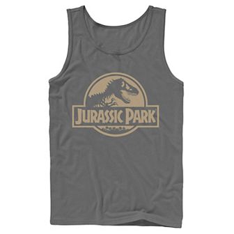 Men's Jurassic Park Beige Flat Movie Logo Tank Top