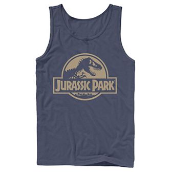 Men's Jurassic Park Beige Flat Movie Logo Tank Top