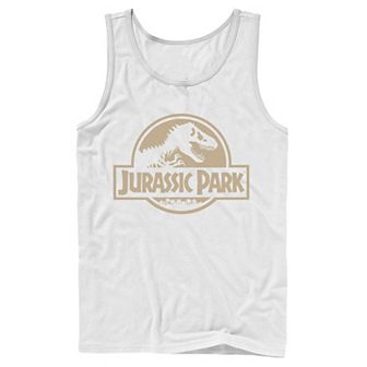 Men's Jurassic Park Beige Flat Movie Logo Tank Top