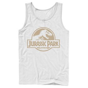 Men's Jurassic Park Beige Flat Movie Logo Tank Top
