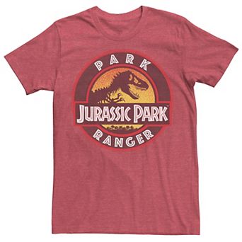 Men's Jurassic Park Ranger Danger Orange Gradient Icon Ringer Tee