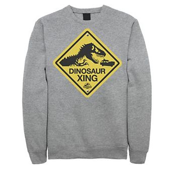 Men's Jurassic Park Dinosaur Crossing Yellow Sign Sweatshirt