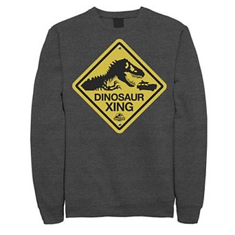 Men's Jurassic Park Dinosaur Crossing Yellow Sign Sweatshirt