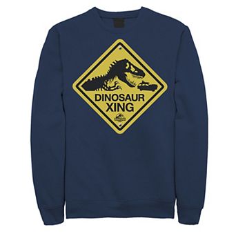 Men's Jurassic Park Dinosaur Crossing Yellow Sign Sweatshirt