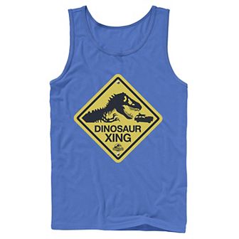 Men's Jurassic Park Dinosaur Crossing Yellow Sign Tank Top