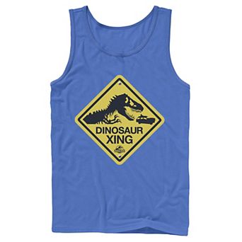 Men's Jurassic Park Dinosaur Crossing Yellow Sign Tank Top
