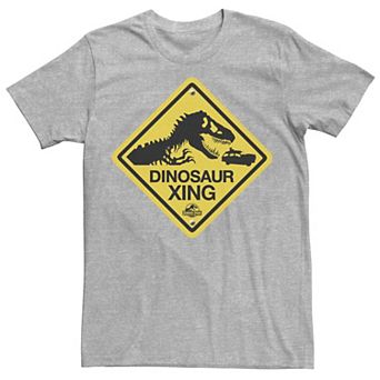 Men's Jurassic Park Dinosaur Crossing Yellow Sign Tee