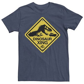 Men's Jurassic Park Dinosaur Crossing Yellow Sign Tee