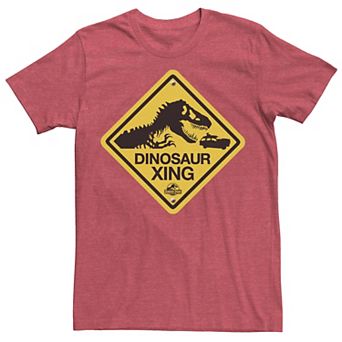 Men's Jurassic Park Dinosaur Crossing Yellow Sign Tee