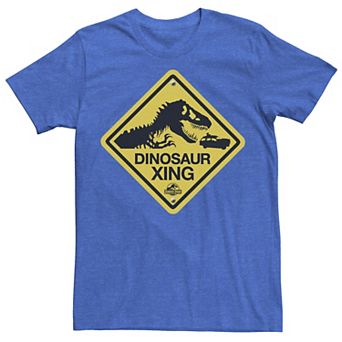 Men's Jurassic Park Dinosaur Crossing Yellow Sign Tee