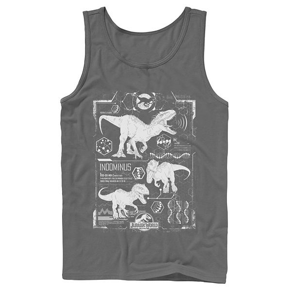 Mens Jurassic World Indominus Rex Green Schematic Tank Top 3491