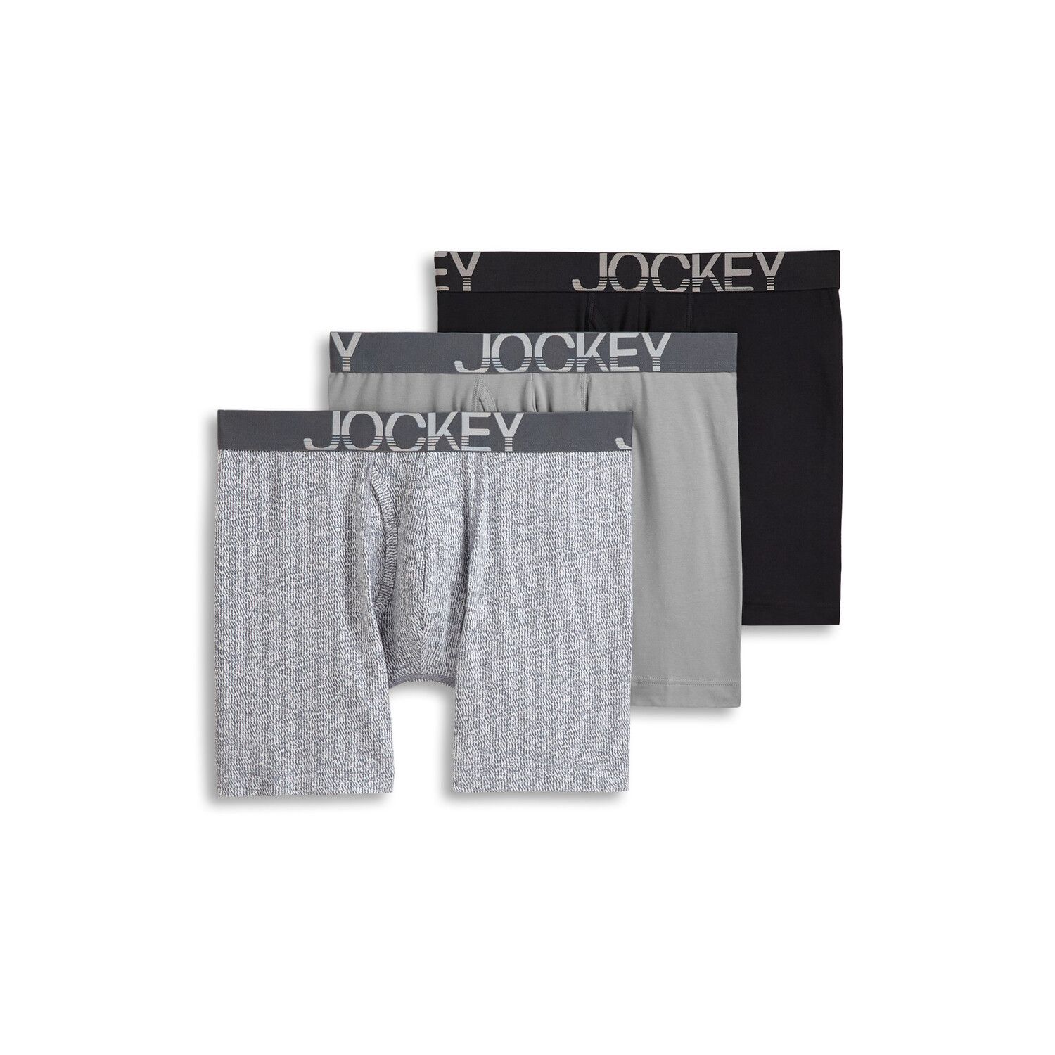 Jockey Men's Active Microfiber Boxer Briefs 9 Long Leg 3-Pack - Size S