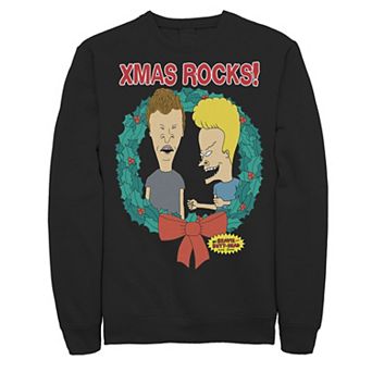 Men's Beavis and Butthead Laugh Christmas Wreath Sweatshirt