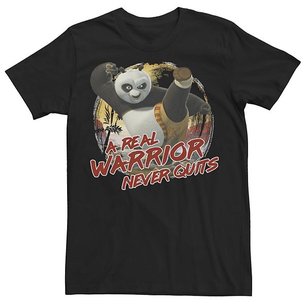 Men's Kung Fu Panda 2 Po A Real Warrior Never Quits Action Pose Graphic Tee