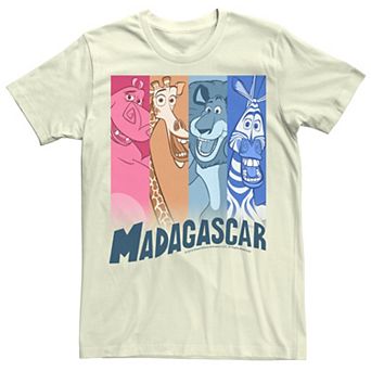 Men's Madagascar Group Shot Bar Panels Poster Graphic Tee