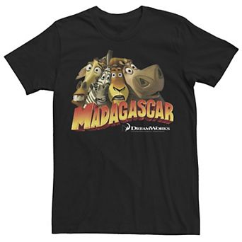 Men's Madagascar Squished Group Shot Classic Movie Logo Graphic Tee