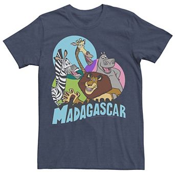 Men's Madagascar Cartoon Group Shot Pop Color Poster Graphic Tee