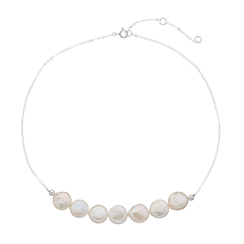 Aleure Sterling Silver Cultured Freshwater Pearl Frontal Necklace, Womens