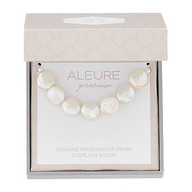 Aleure Sterling Silver Cultured Freshwater Pearl Frontal Necklace