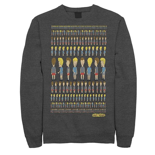 Men's Beavis And Butthead Patterns Rule Distressed Portrait Sweatshirt