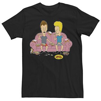 Men's Beavis And Butthead Couch Snack Mess Tee
