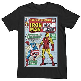Men's Marvel Iron Man And Captain America Comic Cover Tee