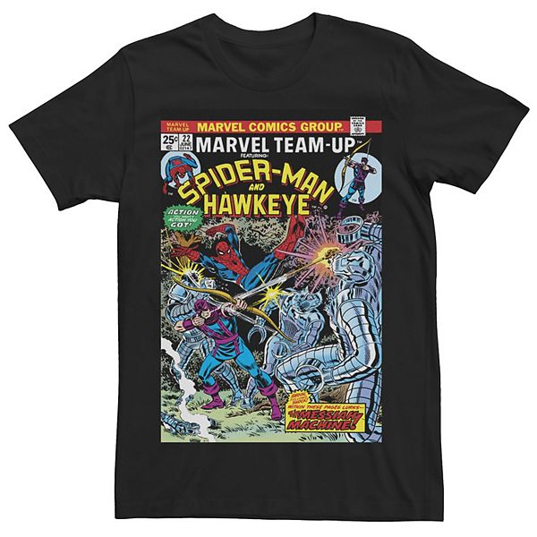 Men's Marvel Spider-Man And Hawkeye Comic Cover Tee