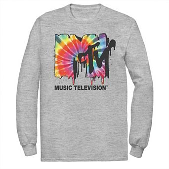Men's MTV Classic Tie Dye Drip Logo Long Sleeve Graphic Tee