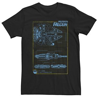 Men's Star Wars Millennium Falcon Schematic Grid Tee