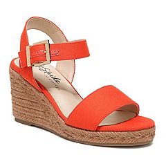Cethrio Womens Comfortable Wedge Sandals- on Clearance Wide Width Wedge  Flower Orange Dressy Sandals/ Slides Size 6 