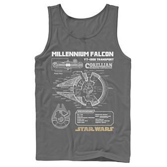 Men's Star Wars Gold Millennium Falcon Schematics Tank Top