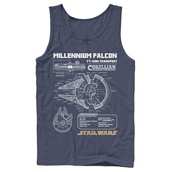 Men's Star Wars Gold Millennium Falcon Schematics Tank Top