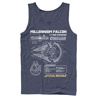 Men's Star Wars Gold Millennium Falcon Schematics Tank Top