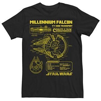 Men's Star Wars Millennium Falcon Schematics Tee